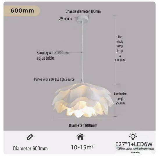 Nordic Lotus Leaf Pendant Light - Elegant White LED Ceiling Fixture for Living Room, Bedroom, Study, or Restaurant.