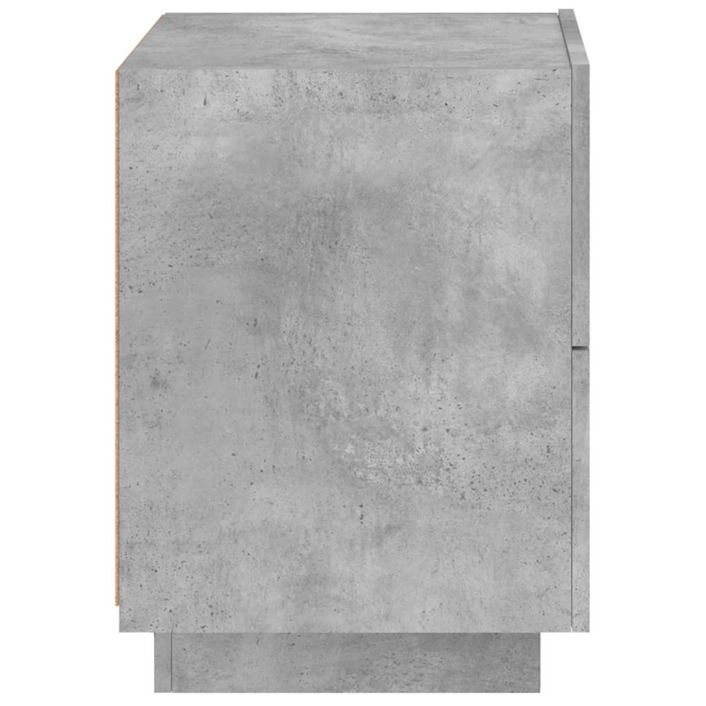 Nightstand With LED, Concrete Gray, Wood-Based Material