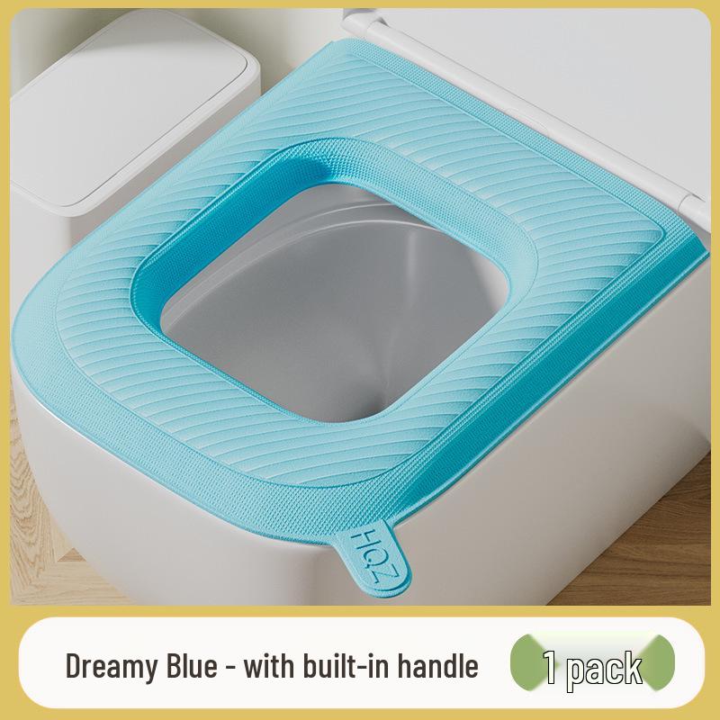 Four-Season Waterproof Toilet Seat Cushion with Lid and Thickened Pattern Cover