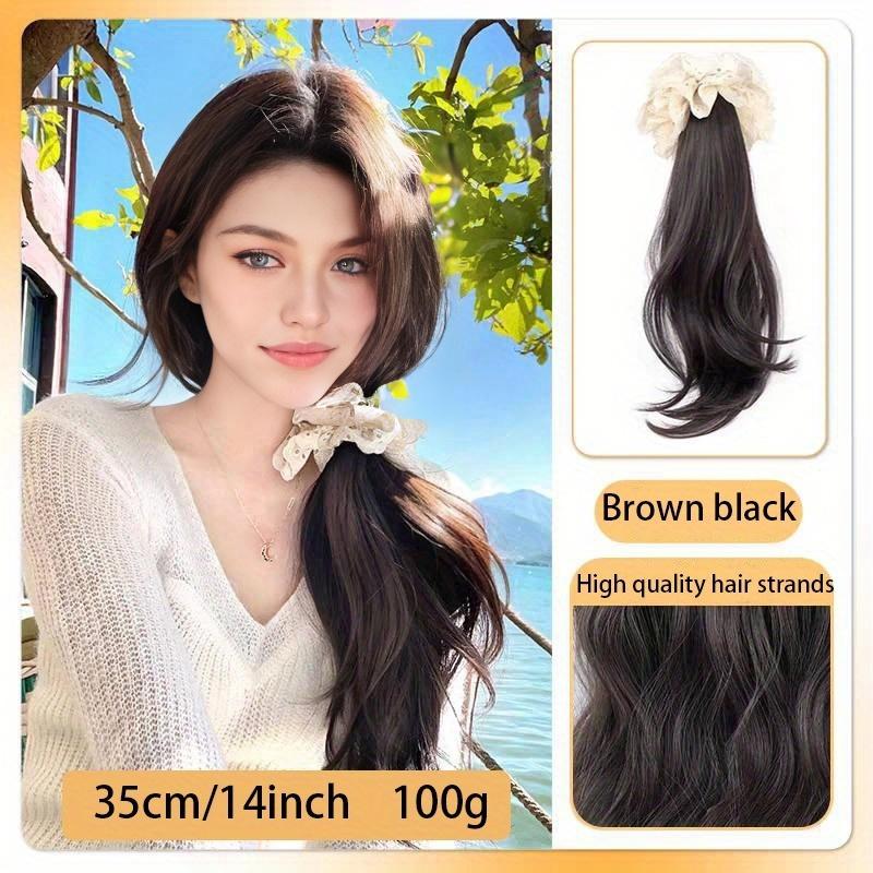 Grasping Clip Slightly Curled Side Ponytail Wig Braid Low Tie Wig Ponytail Natural and Easy To Handle