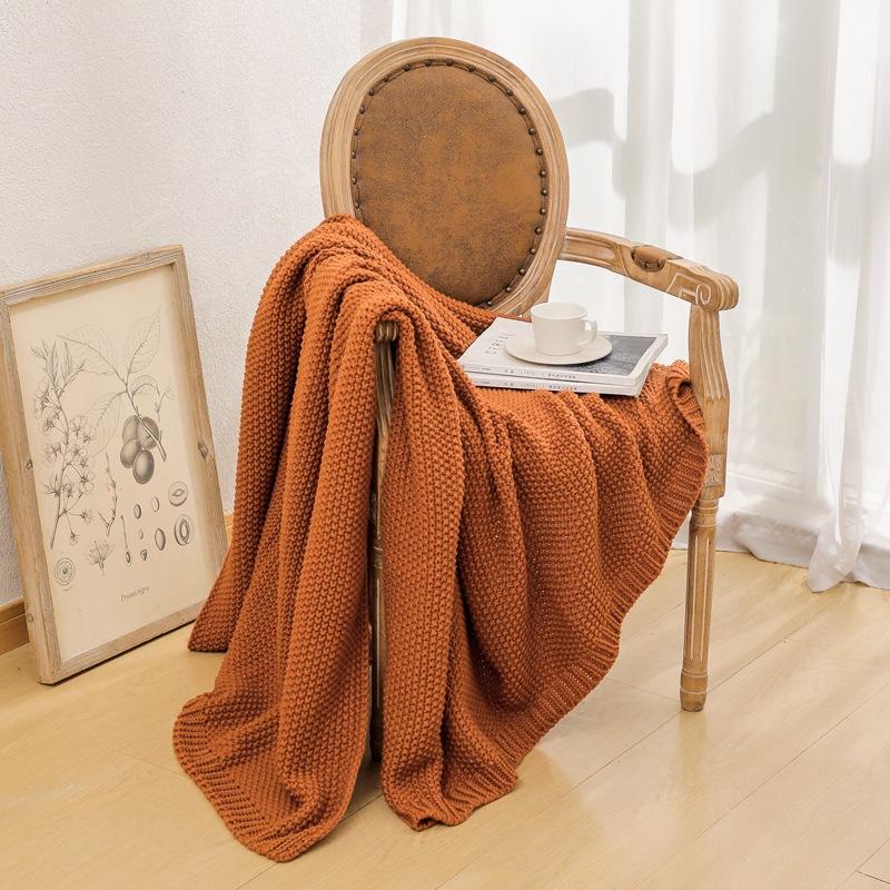 

Вязаные декоративные пледы для дивана, спальни и офиса, текстурированное устойчивое к выцветанию мягкое и теплое вязаное одеяло с кисточкой 130*160CM