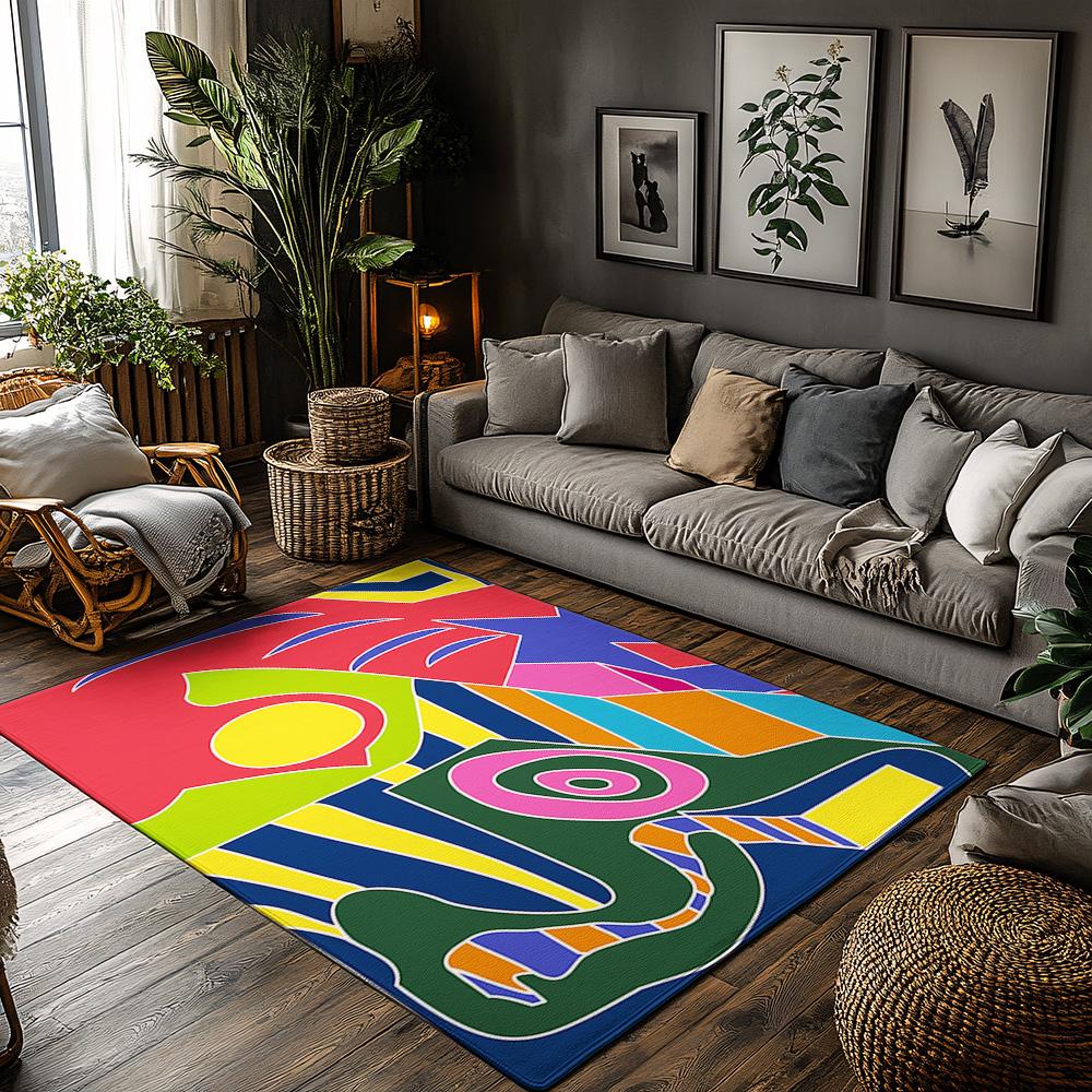 

Unique Abstract Area Rug Modern Geometric Floor Mat Living Room Decor Home Accent Carpet Stylish Non-Slip Doormat 50cm x 80cm