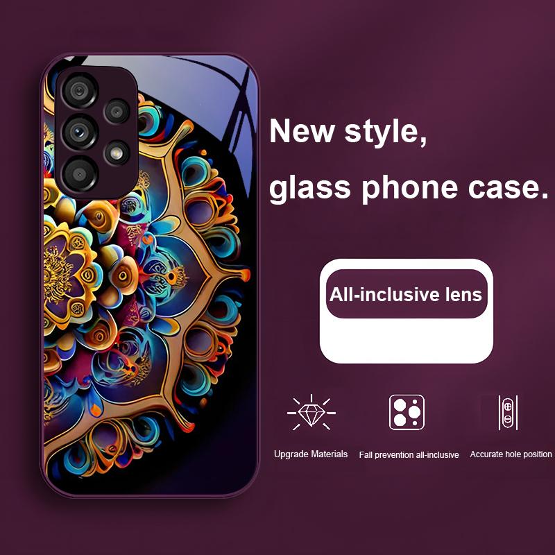 Abstract Flower Green For Samsung Galaxy S23 U Ltra 24 Plus S20 21 FE S25 Ultra A70 A72 73 51 52 53 Tempered Glass Phone Case