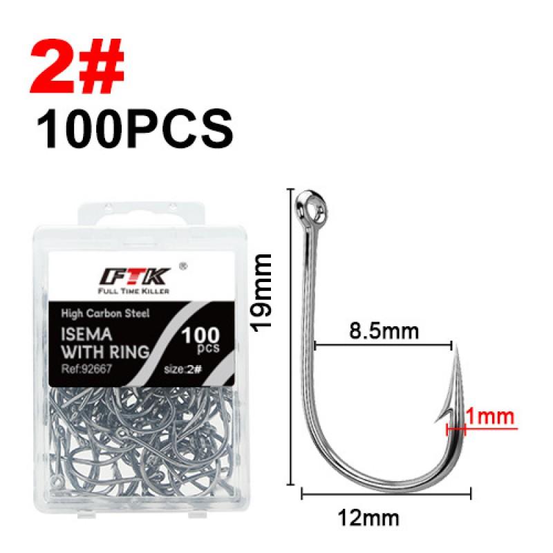 FTK Tube-Set Iseama Hooks 100pcs Boxed Saltwater Fishing With Barbs Long Cast Trolling