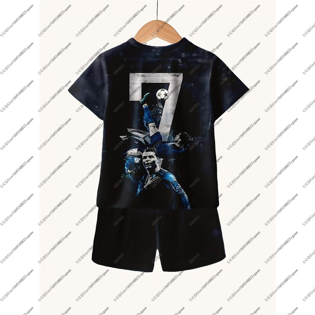 Football suit T-shirt for men, children and teenagers, men's sports top, boys' short sleeved set