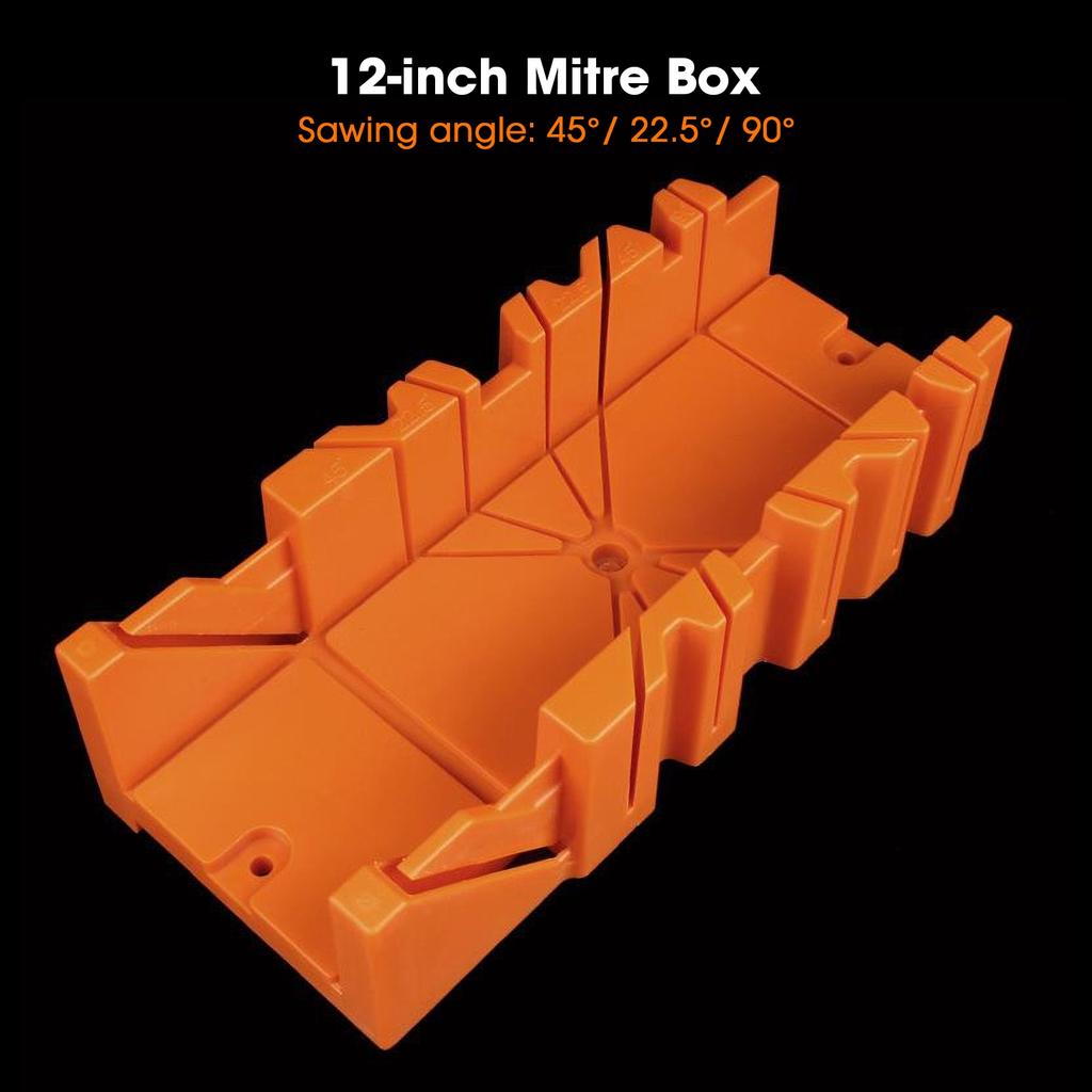14 inch Mitre Box with Movable and Non slip Jaw for Back Saw Slot Angles 45 22.5 90 Degrees Cuts Sawing and Clamping