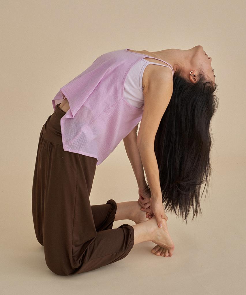 Tallita Shirred High-Low Pants / Brown
