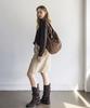 Moiqui Lune Suede Hobo Bag Dk Brown