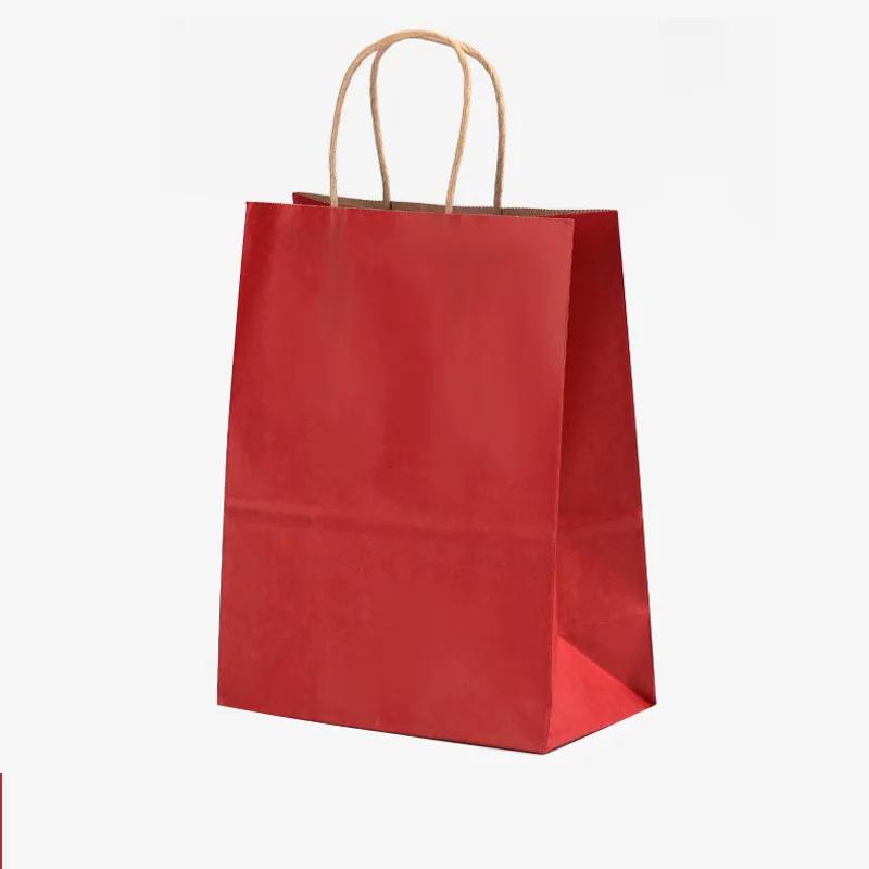25/50Pcs Brown Kraft Paper Gift Bags With Handle Wedding Birthday Party Favor Bags For Small Shopping Retail Merchandise Bags