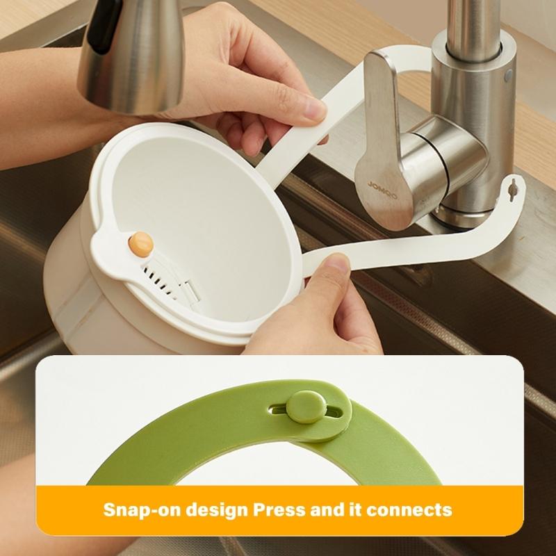 Space Efficient Sink Mounted Drying Rack ABS Plastic Easy Installation Hanging Organizers Vegetable Strainer Basket