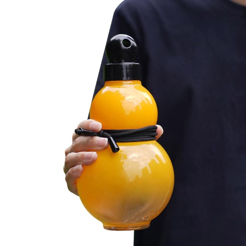 Gourd Shape Water Cup Large Capacity Water Bottle, Gourd Water Bottle with Shoulder Strap, Outdoor Hiking Water Bottle