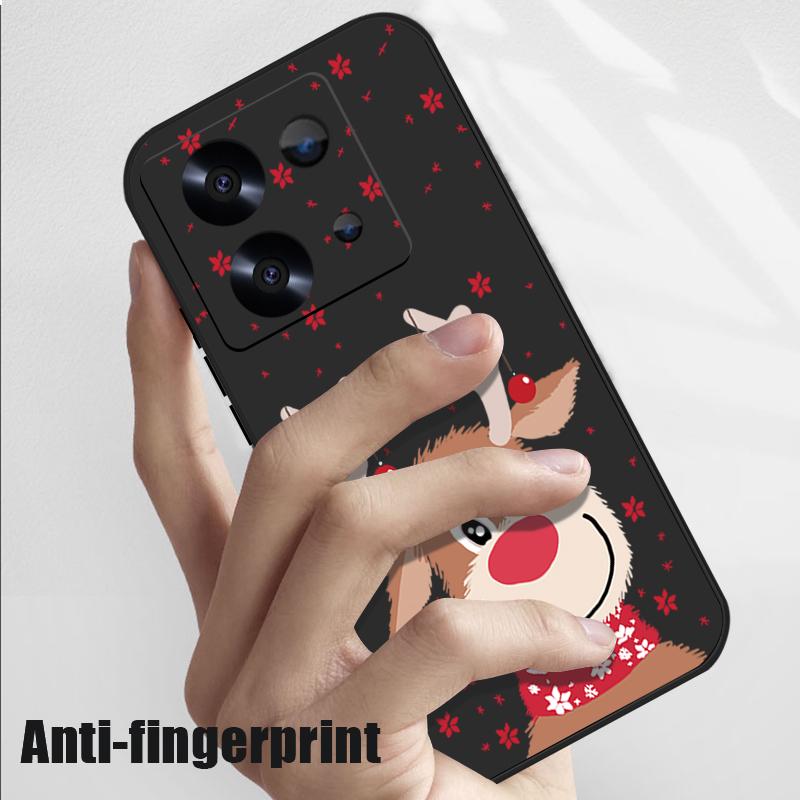 Cute Christmas Elk Printed Lanyard Phone Case For Xiaomi Redmi Note 14 13 12 Pro Note 13 14 Pro Plus 5G 13 13C 4G 11 10 Pro Silicone Cover
