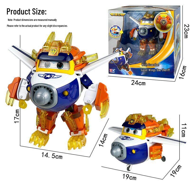 Deluxe Super Wings Transformation Set: Wish Guardian - Le, Di, Xiao Ai, Duo Duo, Bao, Jing, Zhang with Sound and Light Effects.