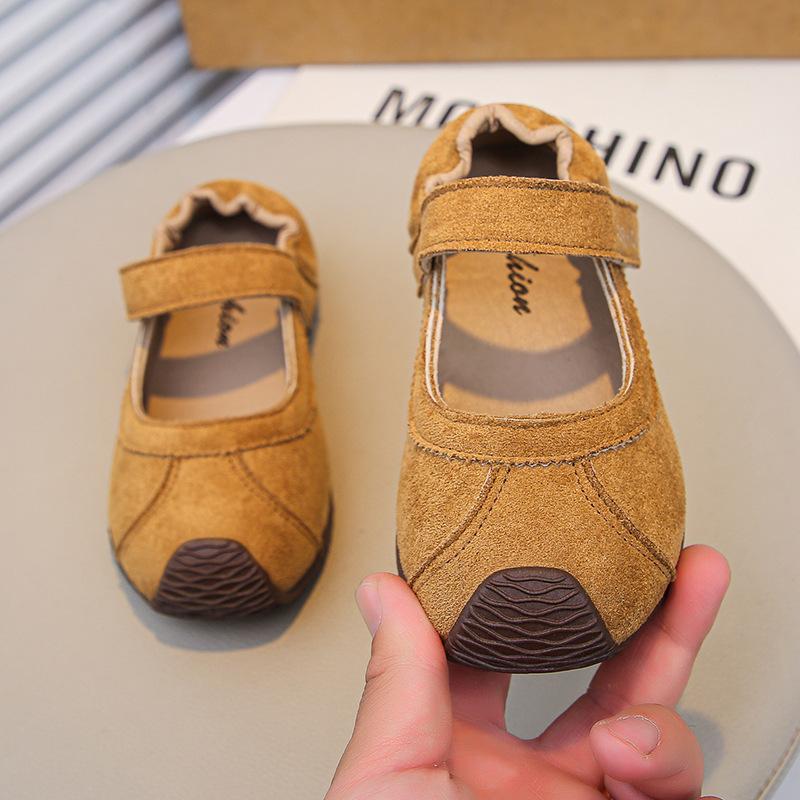 Girls frosted leather small leather shoes 2025 spring and autumn baby girl elastic pleated heel princess shoes little girl shallow mouth single shoes