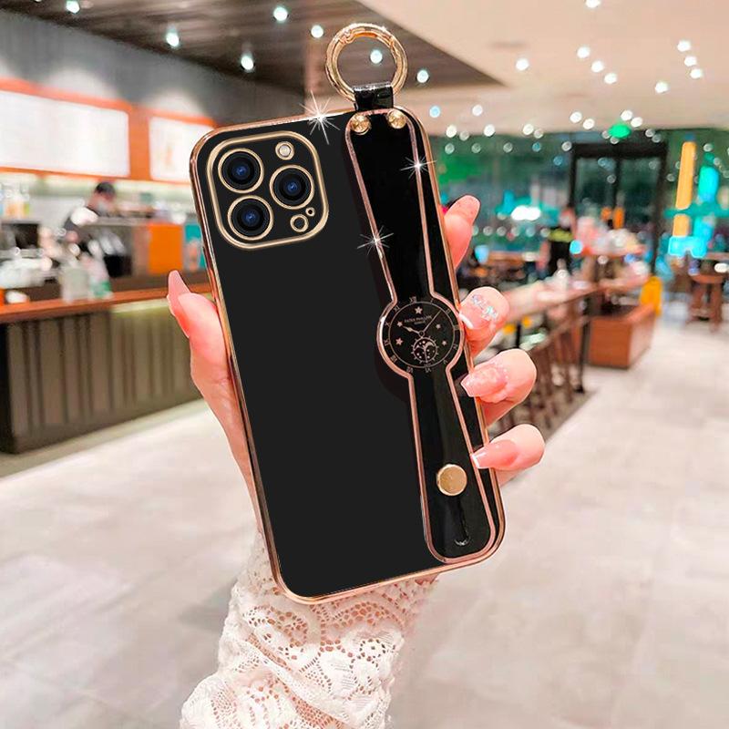 Εφαρμόσιμο σε Θήκη Κινητού Τηλεφώνου IPhone14 Επιμεταλλωμένο Βραχιόλι Στήριγμα 15Promax Apple 15 Προστατευτική Θήκη 13
