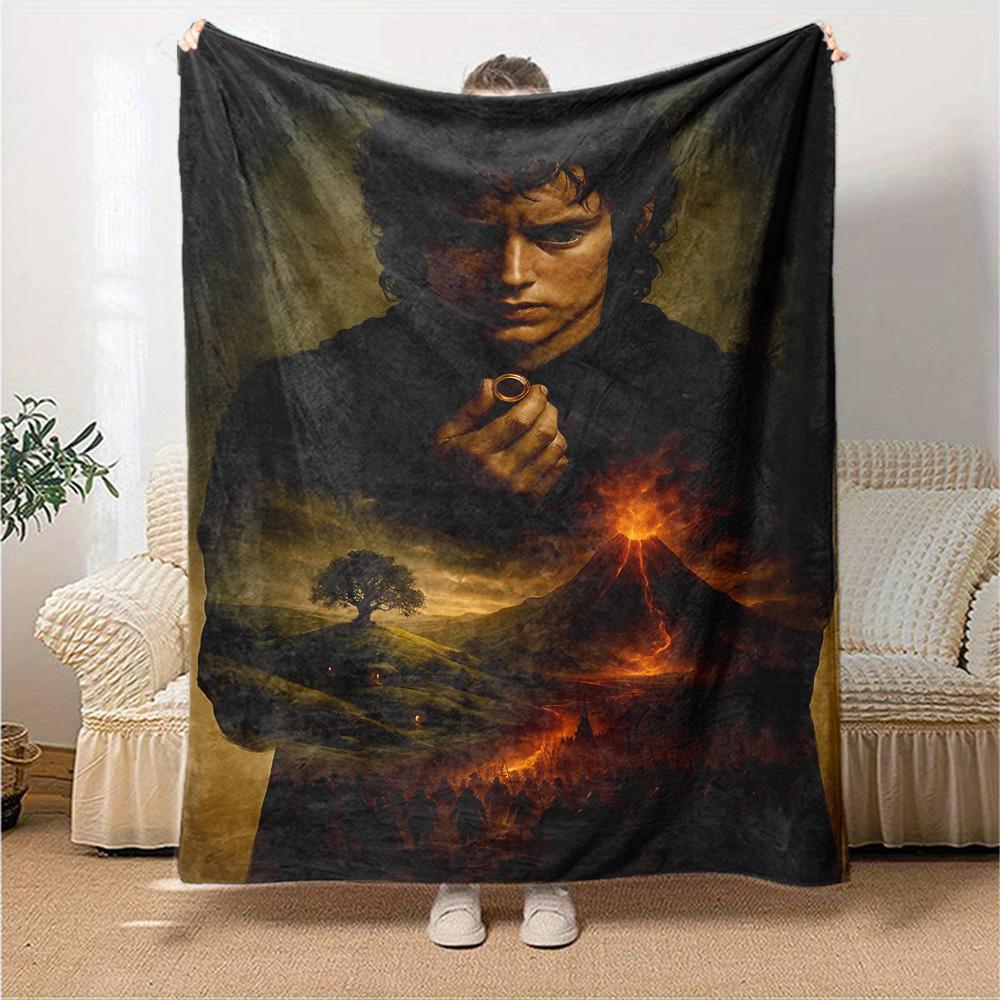 1pc Lord of the Rings volcano Flannel Blanket Soft Warm Throw for Home, Office, Travel, All-Season Cozy Bedding GiftL1284