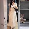 Summer New French V-neck Floral Dress, Femininity, Advanced Sense of Vacation Style, Waist and Thin A-word Long Skirt