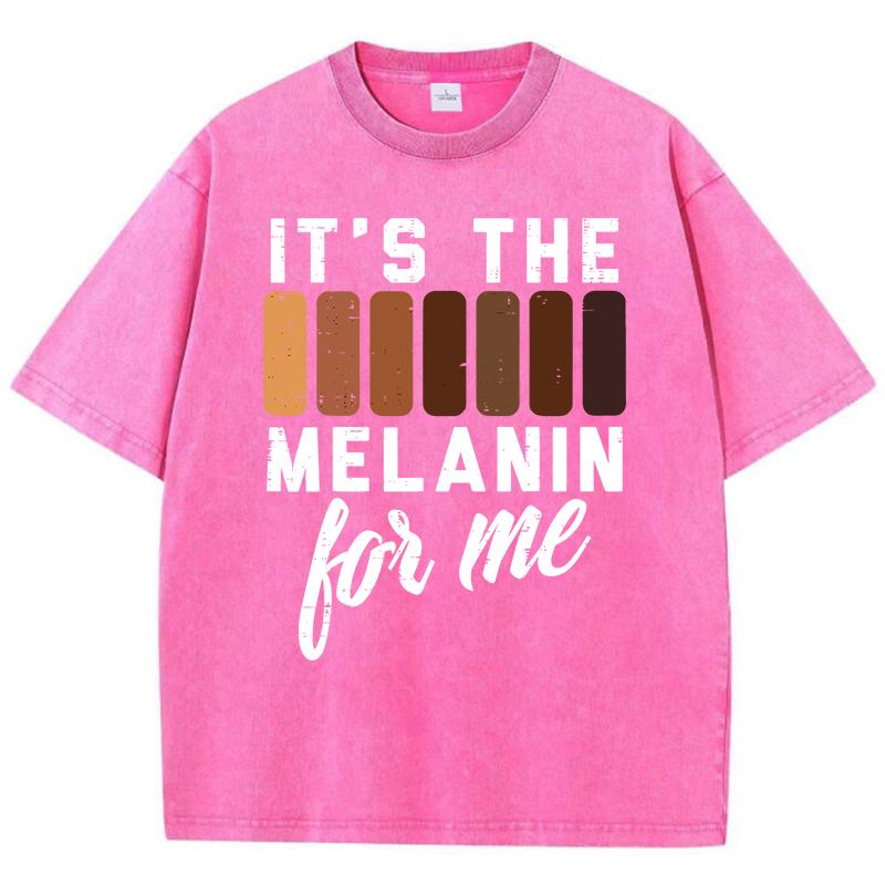 Vintage Dámská trička s kyselým praním It'S The Melanin For Me Potisk Trička Nadměrná Pohodlná Bavlna Krátký Rukáv Oblečení