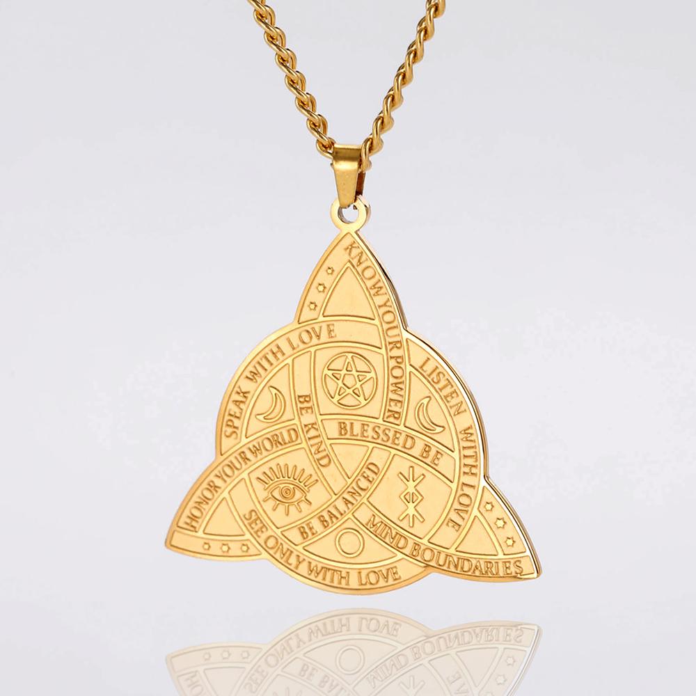 Dawapara Triple Moon Goddess Triquetra Necklace Trinity Knot Pendant Irish Amulet Wiccan Witchcraft Jewelry Stainless Steel