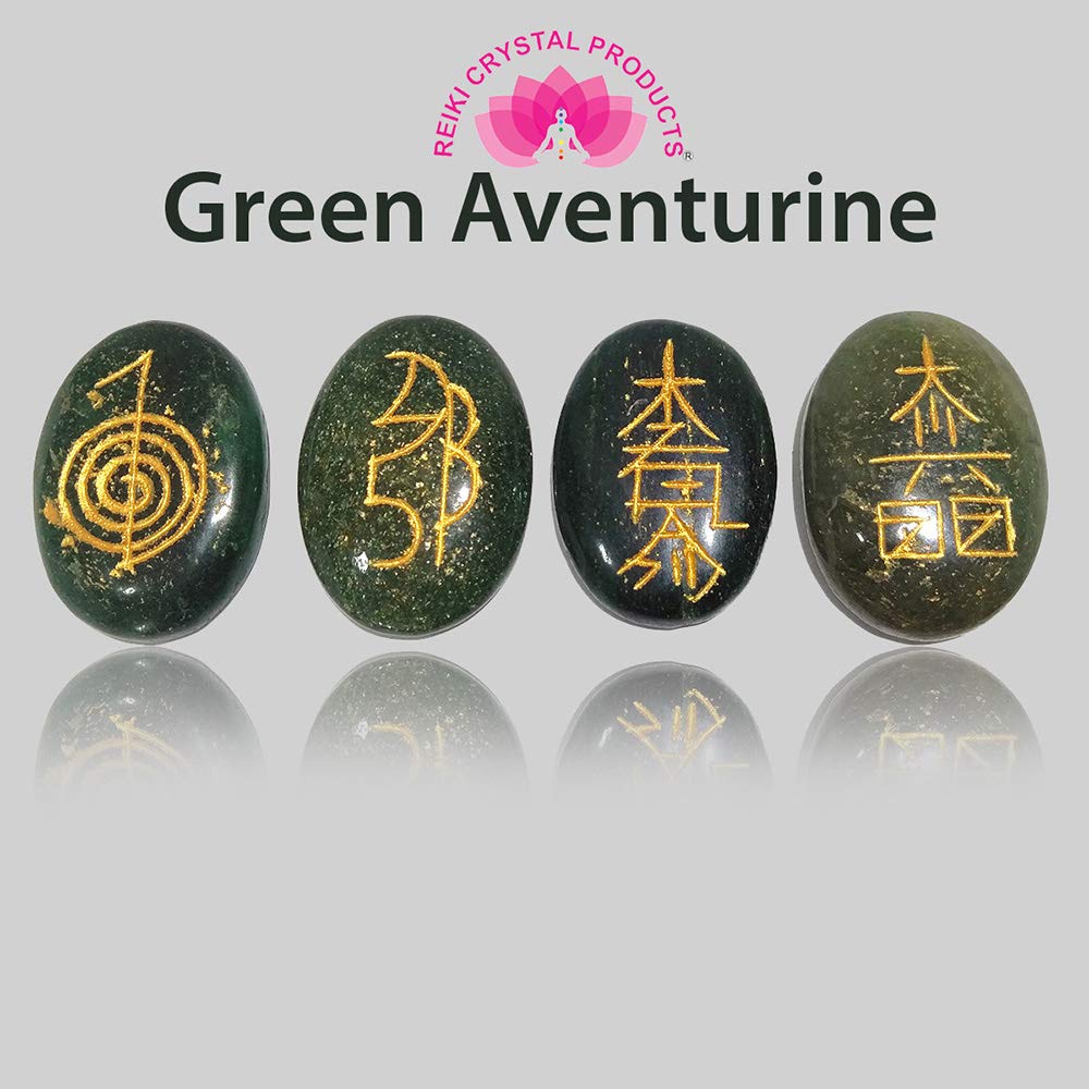 Reiki Crystal Products Green Aventurine Reiki Symbol Set Reiki Symbol Crystal Set Reiki Symbol Stone Reiki Symbol Set 4 pc for Reiki Healing and