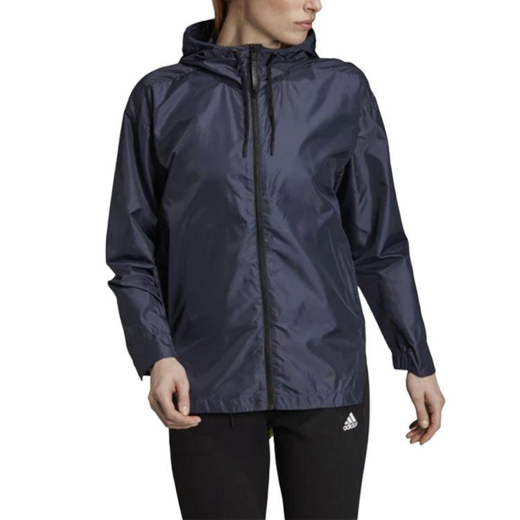 adidas Wanderlust Climastorm Solid Color Waterproof Windproof Hooded Outdoor Sports Jacket Women Blue DT4136