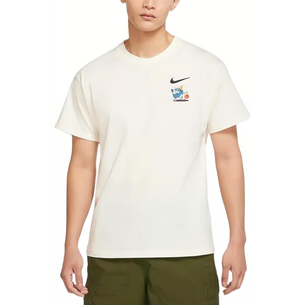Nike T Shirts Men's White Crew Neck Moderate Straight Fit DX6148-133