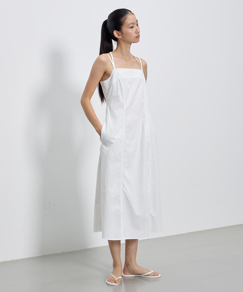 City Breeze New Nylon Ribbon Strap Long Dress_White