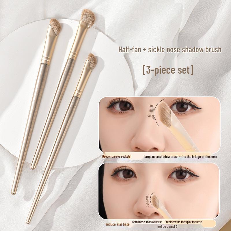 Sickle-Shaped Nose Contour Brush: Half-Fan Slanted Head for Highlighting, Contouring, and Shading. Ideal Small Brush for Beginners.