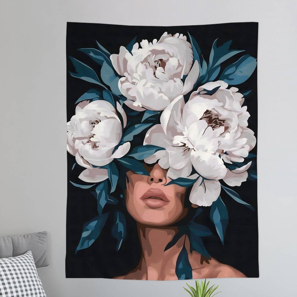 Abstract Flowers Girl Colorful Tapestry Wall Hanging Bohemian Wall Tapestries Mandala Wall Hanging Sheets