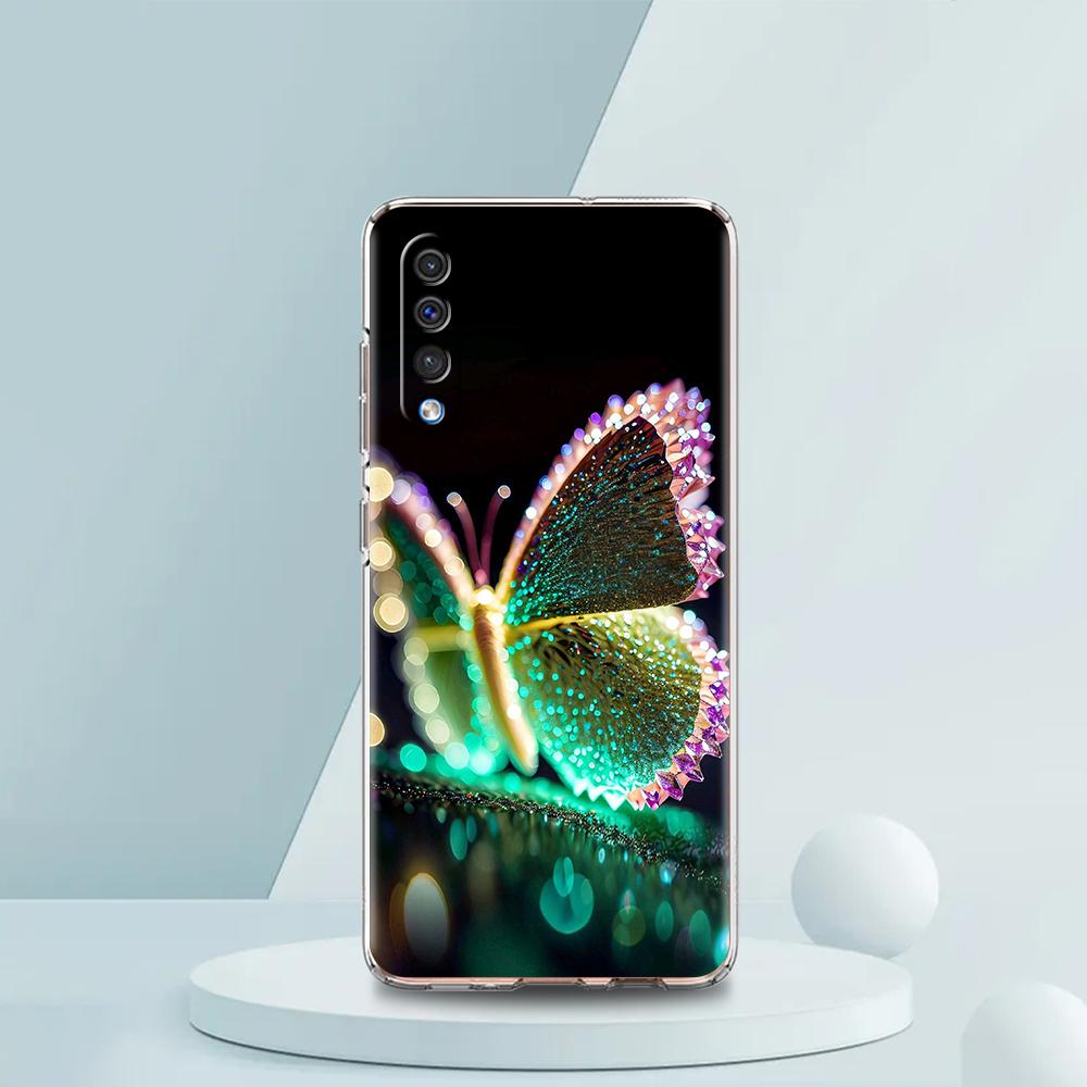 Luxury Butterfly Glitter Clear Transparent Phone Case for Samsung Galaxy A16 A14 A12 A22 A24 A42 A02 A03S A06 A20 A30 A40 Cover