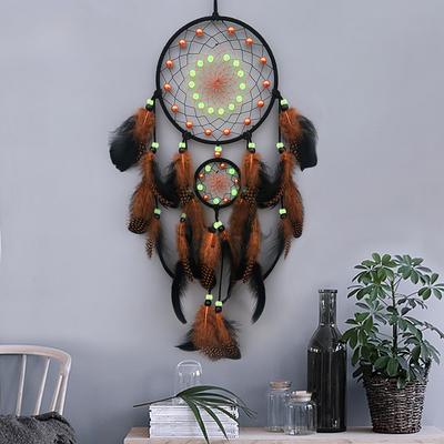 Heimdekoration Raumdeko leuchtend im Dunkeln Traumfänger Feder Windspiele Premium-Feeling Wandbehang Deko kreatives Geschenk