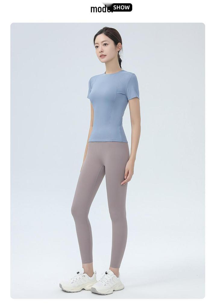 Women's Short Sleeve Slim Fit Yoga & Running Top - Nude Feel, High Elasticity