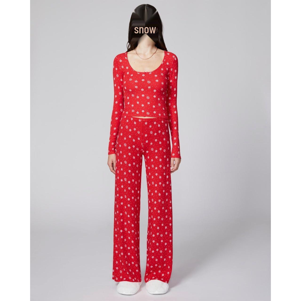 

European & American Women s Christmas Pajamas - Home Wear Collection L червоний