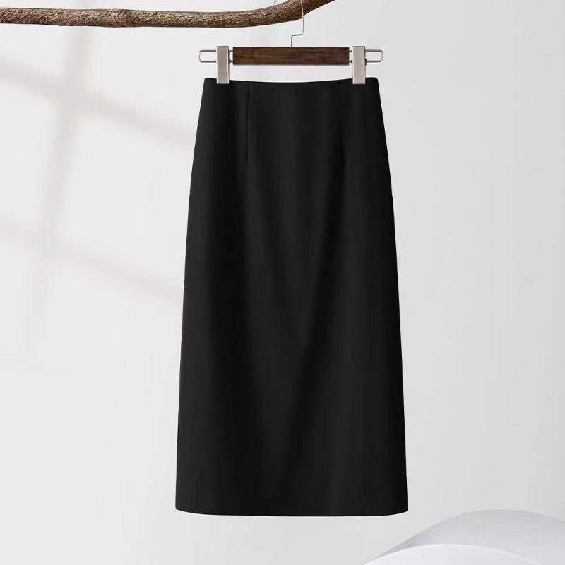 In Stock, Spring and Autumn Temperament Skirt for Women, High Waist and Thin, Split A-shaped Medium and Long Skirt, High-end Drape Suit Skirt