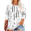 Women's Print Round Neck Plus Size Tops 3/4 Sleeves Elegant Shirt Tops