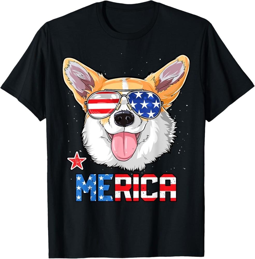 Corgi Merica 4th of July T shirt Kids Boys Girls Dog Puppy T-Shirt L