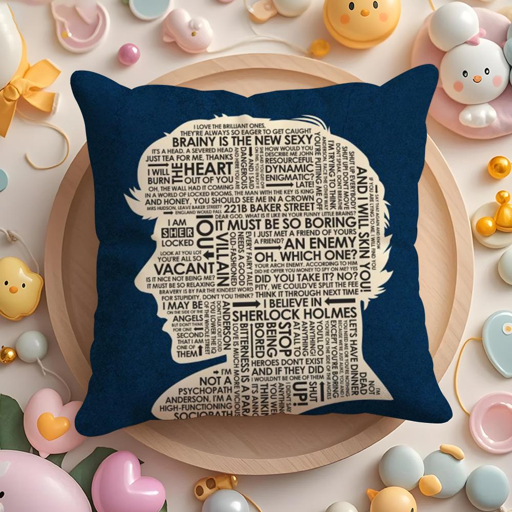 S-Sherlock H-Holmes Cushion Cover Short Plush Double-Sided Printing Home Machine Washable In Warm Winter Pillow Case