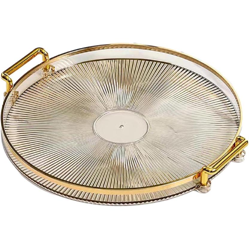 Generic Luxury Serving Tray, with Handles Cosmetic Perfume Makeup Display Multifunction Decorative Decorative Tray, Jewelry Tray for Living Room,