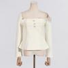 Niche Design Temperament Sloping Shoulders Waist Top With Lace Mesh Skirt Suit Women