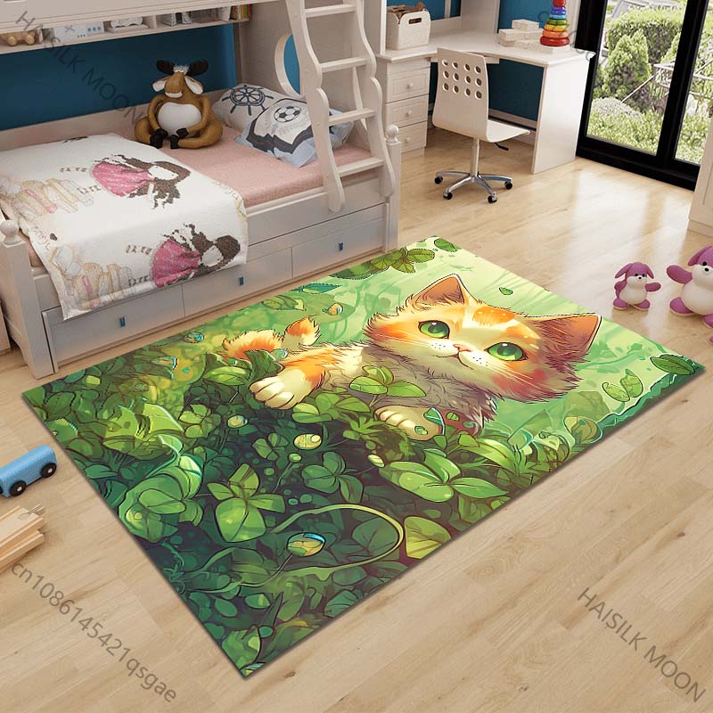 

Multiple sizes Cartoon orange cat in foliage Carpet for Living Room Bedroom Sofa Home Decor Rus Non-slip Floor Mat Luxury Gift 40cm x 60cm