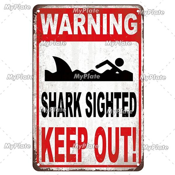 [MaPalte] Vintage Warnung Haie Metallschild Blechschild Dekoration Plakette Heim Wanddeko Barschild Heimdeko Poster Dropshipping