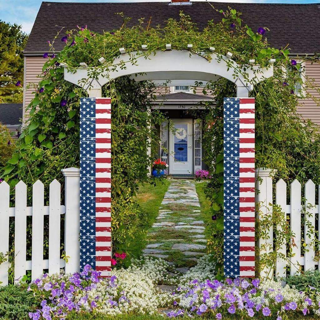 Vertikales Hängebanner-Set mit Stern- und Streifenmuster für Außenbereich Garten Veranda Heimdekoration