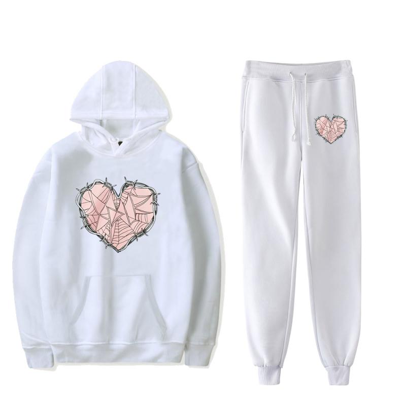 Liebe Herz Muster Druck Männer Frauen Trainingsanzug Sets Casual Hoodie Und Hosen 2 stücke Sets Übergroßen Sweatsuit Mode Paar Kleidung