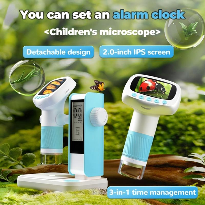 Children Microscope 1000X Magnification 2Inch Color Display Ergonomic Grip Microscope For Backyard Exploration