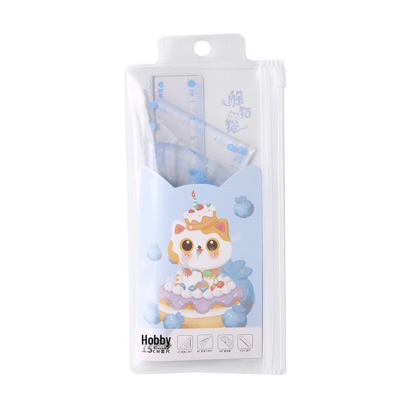 Hobby Stationery Hide-and-Seek Ruler Set for Kids: Includes Wave, Triangle, Protractor, and Straight Rulers.
