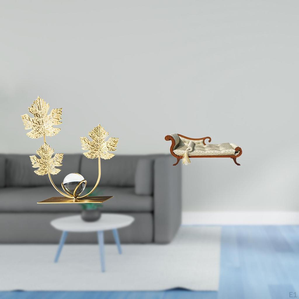 Leaves Statue Bookshelf Sculpture Miniature Sofa Model Wooden Bed DIY Accs Photo Props Mini