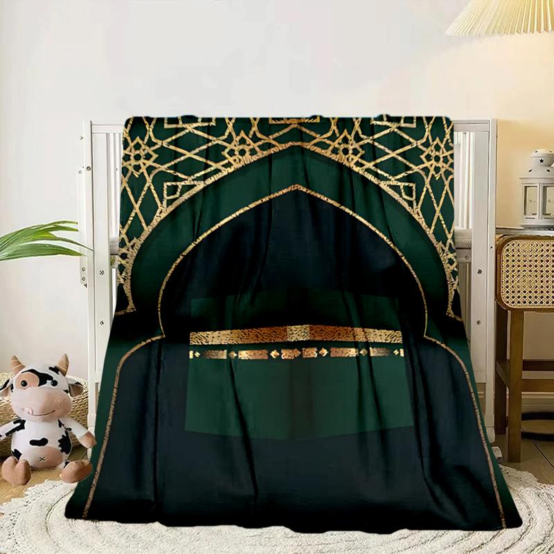 Golden Mosque Silhouette Blanket Flannel Blanket for bed, sofa, Camping, Hiking, Picnic Essentials, gift for family Fan gifts