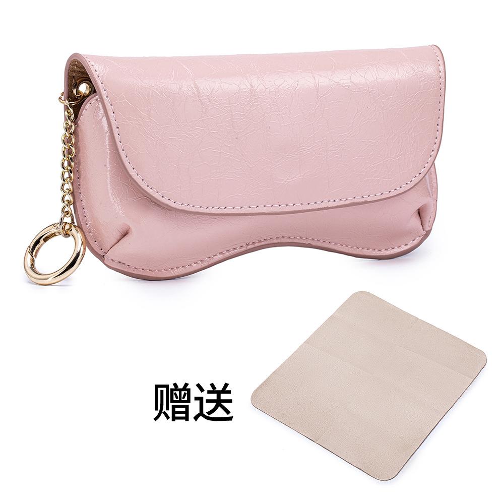 Cowhide Sunglasses Case Portable Soft Leather Travel Sun Glasses Case Hanging Hook Magnetic Closure Eye Glasses Storage Pouch