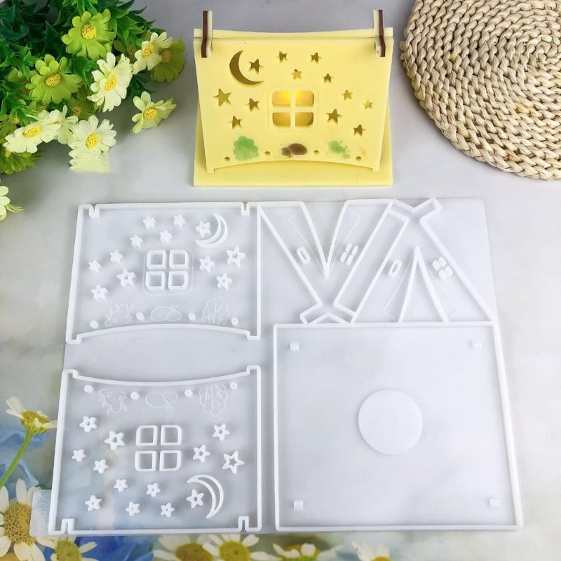 Multipurpose Sturdy Silicone Tent Candle Holder Mold Set Portable for Resin Plaster Craft Supplies Assorted Sizes