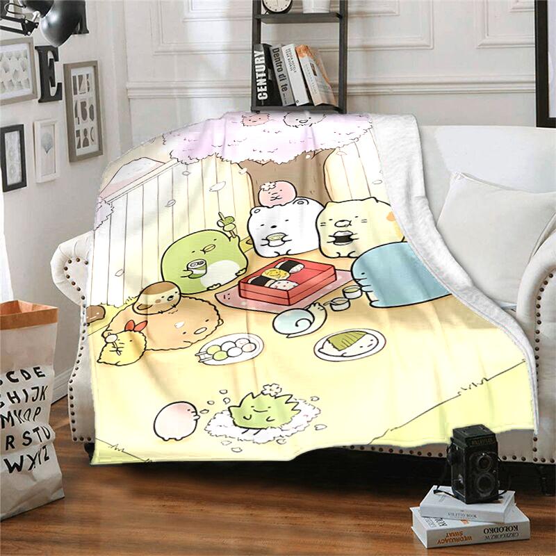1pc Blanket Sumikko Gurashi Print Design, Lightweight Blanket for Sofa, Bed- Soft &Warm, Gift for All Seasons like Christmas, Halloween